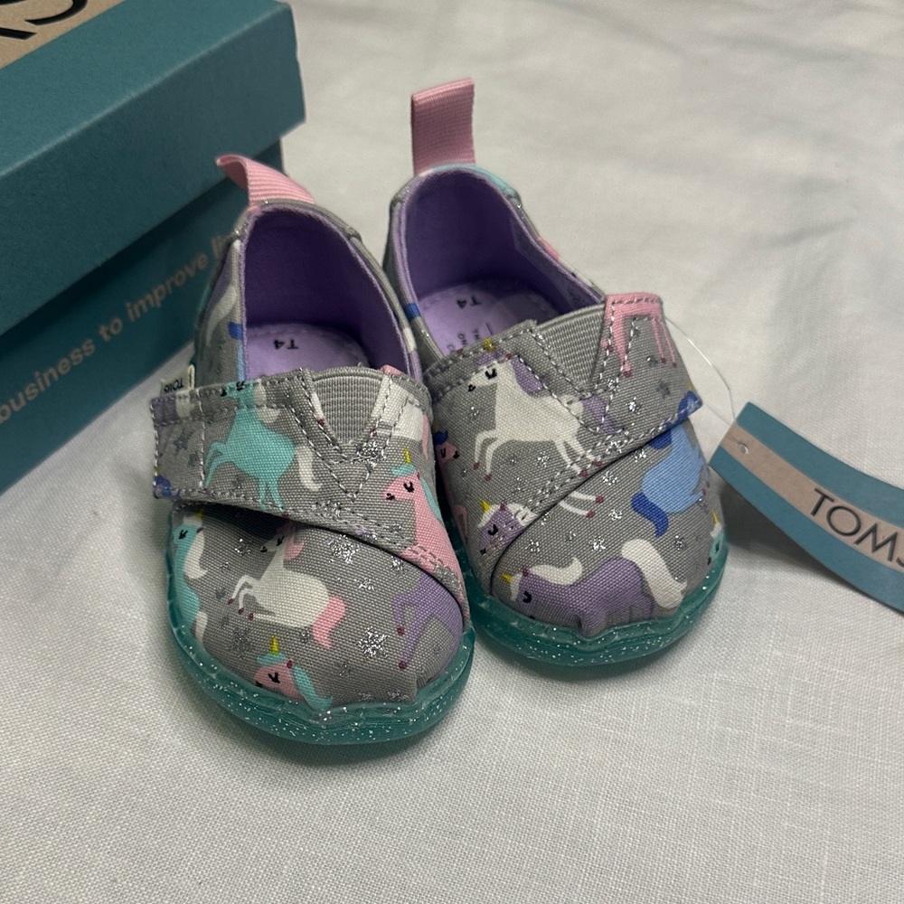 TOMS Unicorn Baby Shoes - Gray and Teal